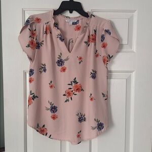 41 Hawthorn Pink Floral Keyhole Blouse